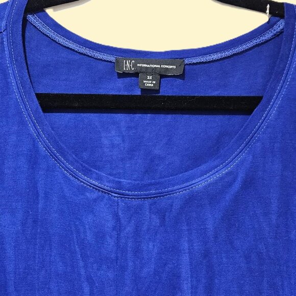 INC ROYAL BLUE KNOT SCOOP SHORT SLEEVE TOP  2X - 3X  CRUISE RESORT TRAVEL - Picture 2 of 7